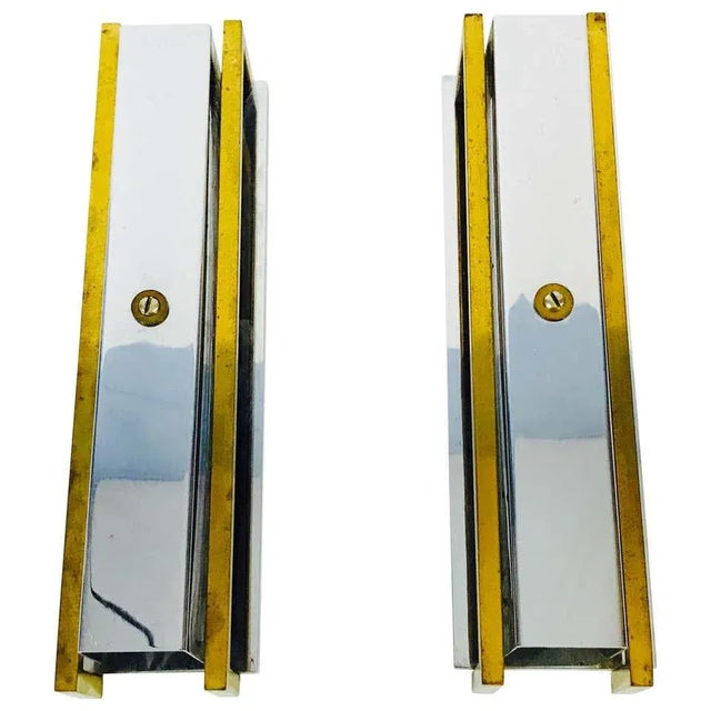 Pair of French Brass and Aluminium Art Deco Sconces, France, 1940s For Sale - Image 13 of 13