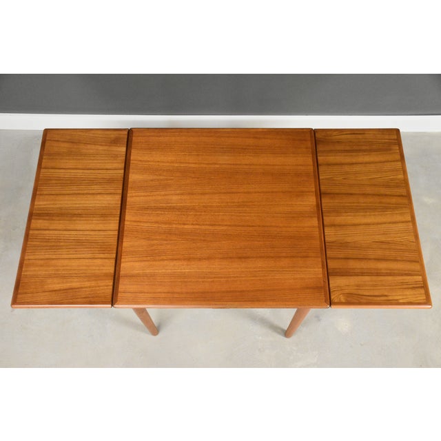 Brown 1960s Danish Modern Teak Square 33.5” Dining Table For Sale - Image 8 of 9