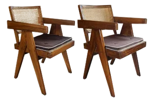 Assembled Set of Two Vintage Pierre Jeanneret Teak Conference Chairs From Chandigarh, India