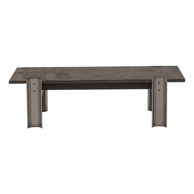Brutalist Coffee Table with Fossil Stone Top, 1970s For Sale