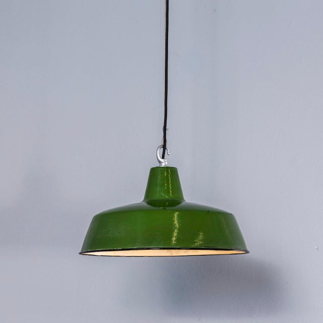 Army Enamel Hanging Pendant Lamp, 1950s For Sale - Image 3 of 13
