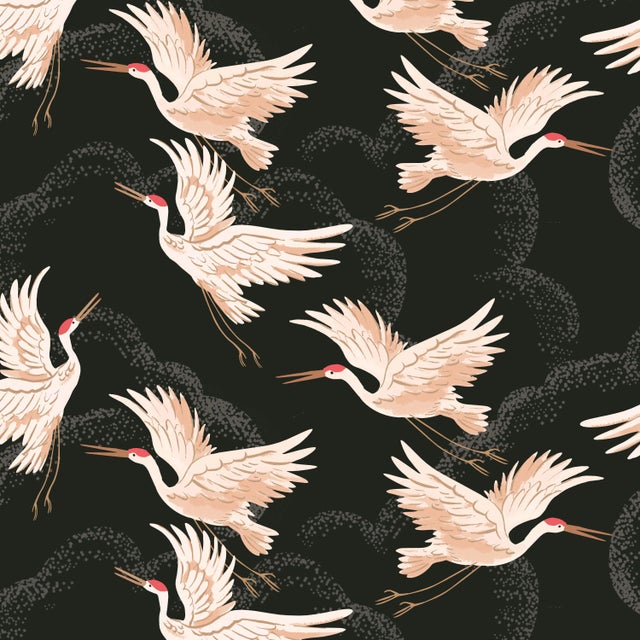 Swatch for Fringe Ottoman in Crane Flock Ink Oga For Sale