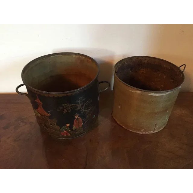 19th Century French Louis XV Tole Peinte Cache Pot Plant For Sale - Image 5 of 11