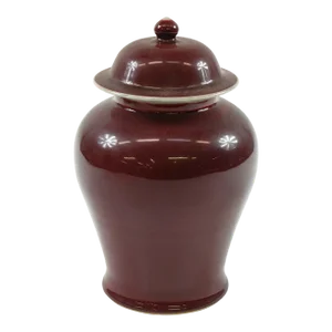 Antique Oxblood Red Chinese Porcelain Jar With Top Signed Sang Dde Boeuf
