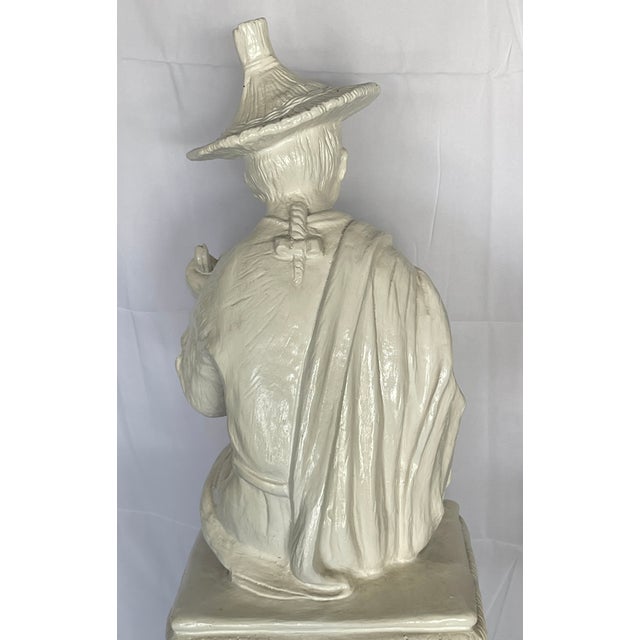 Pair White Chinoiserie Figures, 1960s For Sale - Image 14 of 18