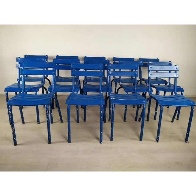 Metal Blue Metal Dining Chairs, Set of 14 For Sale - Image 7 of 18