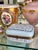 Beautiful antique pale blue opaline glass box // Napoleon III era // 1850-1870 // hand-enameled boule de savon hinged box // collectible For Sale - Image 9 of 15