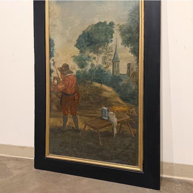 18th Century French Breton Boiserie Panel Oil on Canvas in Napoleon III Frame For Sale - Image 10 of 16