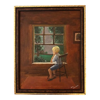 "A Rainy Day" Painting on Corrogated Wood by Jerry Wehmann For Sale