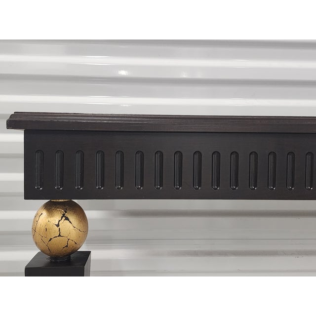 Wood Custom Made Expresso Finish & Gilt Trims Wood Wall Mounted Console Table For Sale - Image 7 of 13