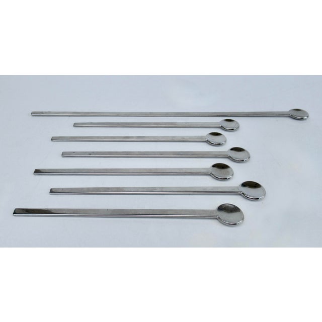 C.1980's-90's; Post-Modern, Waterford; Silver plated cocktail spoons and Stirre. Engraved with maker's Markings on each...
