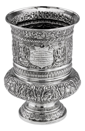 Antique 20th Century Indian Calcutta Silver Repoussé Vase from Dass & Dutt, 1900s