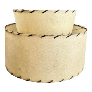 Mid Century Modern Fiberglass Lampshade Two Tier 1950s Vintage Petite 6.25" Tall For Sale