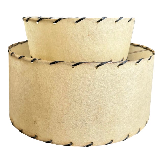 Mid Century Modern Fiberglass Lampshade Two Tier 1950s Vintage Petite 6.25" Tall For Sale