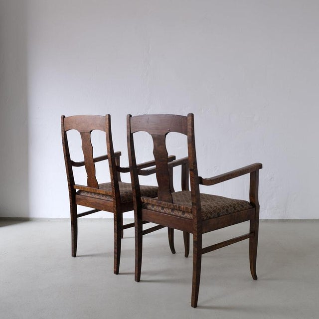 Brown Biedermeier Satin Birch Armchairs, Set of 2 For Sale - Image 8 of 18
