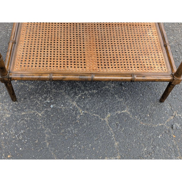 Baker Furniture Company Baker Furniture Mid 20th Century Two-Tier Caned Faux Bamboo End Table For Sale - Image 4 of 11