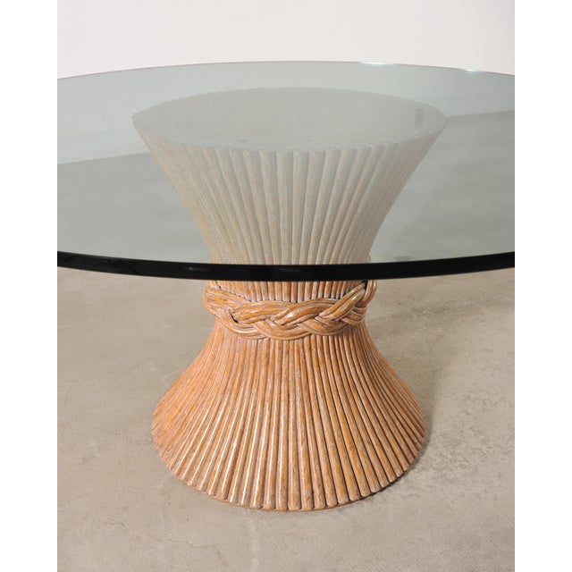 Tan McGuire Labeled Organic Modern Cerused Rattan Glass Dining Table For Sale - Image 8 of 18