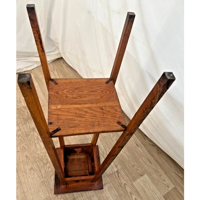 Early 20th Century Oak Plant Stand Two Tier Table, Arts & Crafts Mission Style For Sale - Image 11 of 11