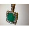 17.5 Ct Sugar Loaf Cabochon Colombian Emerald & 5.7 Ct Diamond Necklace 14KYG For Sale - Image 16 of 18