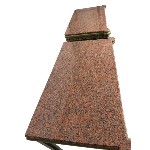 Stone Antique Neoclassical Italian School Green Faux Painted Rouge Marble Chests - A Pair For Sale - Image 7 of 18