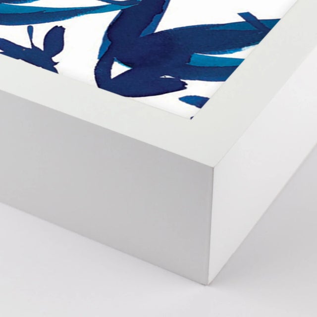 Cobalt Vines 2 by Gold Rush Art, Art Print in White Frame, Small Overall Size: 19x24 Frame Color: White