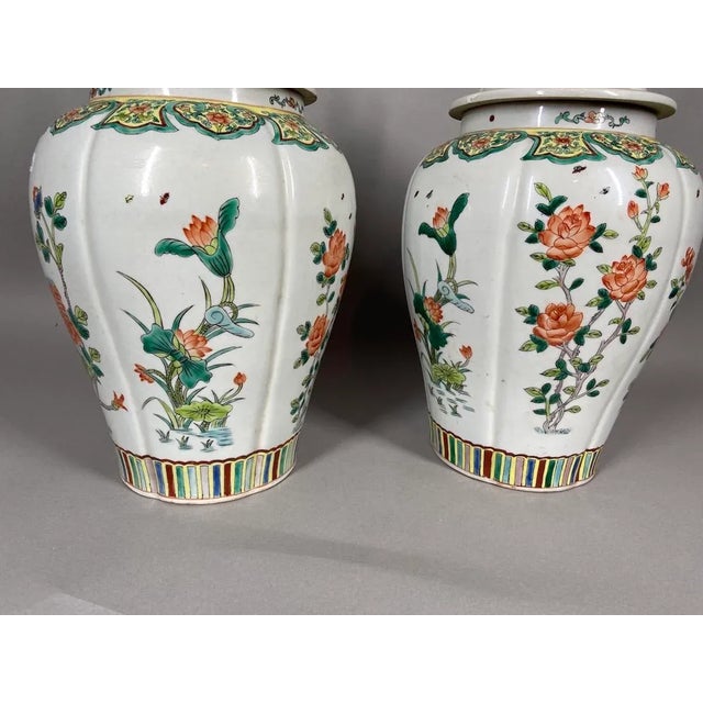French Mid 20th Century Chinese Porcelain Family Verte Vases - a Pair For Sale - Image 3 of 9