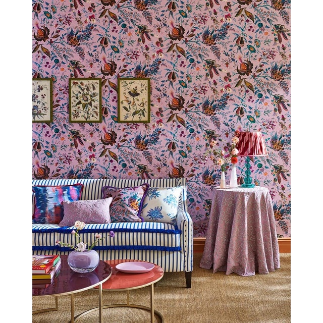 A beautiful archive design of intricate multidirectional florals this whimsical wonderland wallpaper spans three vibrant...