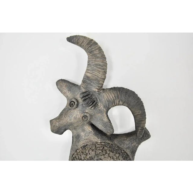 Ceramic Wall Sculpture of Goat by Dominique Pouchain, 1990s For Sale - Image 6 of 8