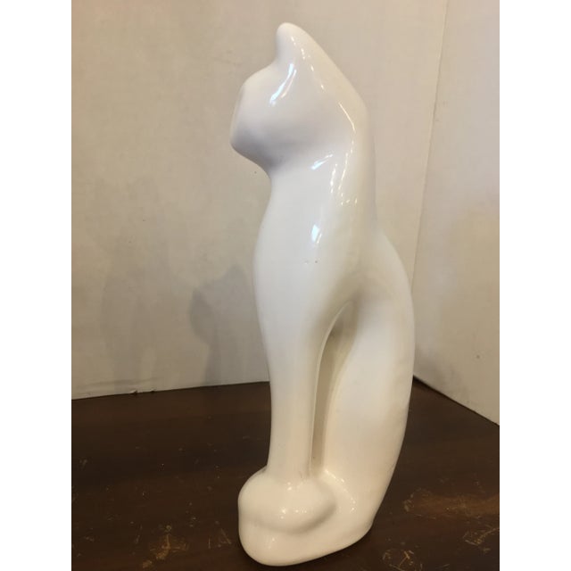White Petite Mid Century Ceramic White Cat Figurine For Sale - Image 8 of 12