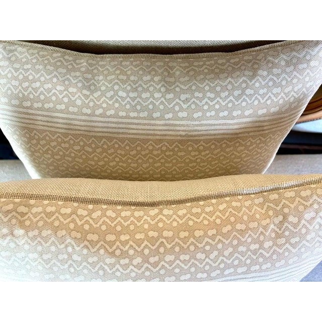 Early 21st Century Tapa Stripe Patterned Fortuny Textile Pillows W/ Linen Backs, Pair For Sale - Image 5 of 6