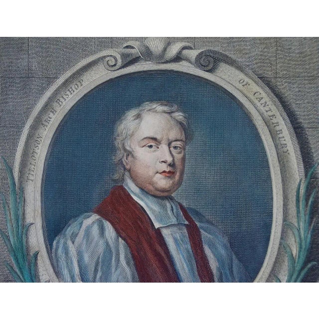 Portraiture Tillotson, Archbishop of Canterbury: An 18th C. Hand-Colored Portrait by Kneller, 1738-1742 For Sale - Image 3 of 4