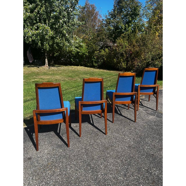 Wood Mid Century Dillingham Walnut High Back Dining Chairs Set of 4 For Sale - Image 7 of 10