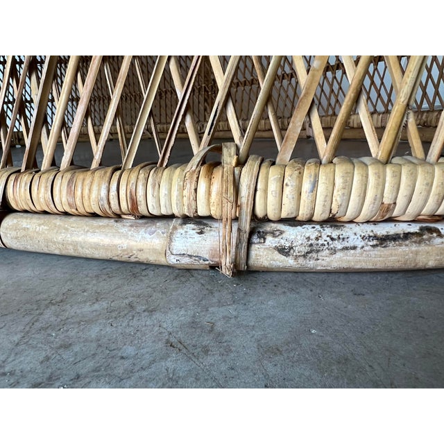 Vintage Bohemian Wicker Rattan Peacock Back Chaise Lounge Chairish