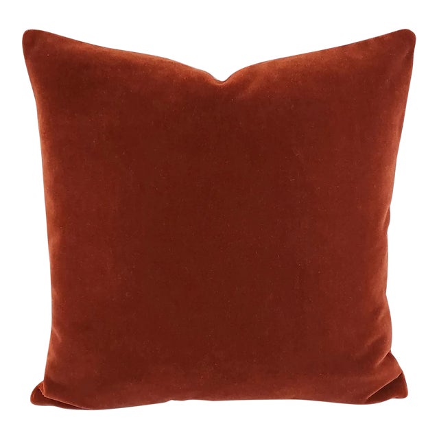 F. Schumacher San Carlo Mohair Velvet in Sienna Pillow Cover For Sale