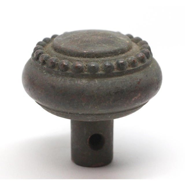 Traditional Vintage Concentric Beaded Bronze Interior Door Knob For Sale - Image 3 of 4