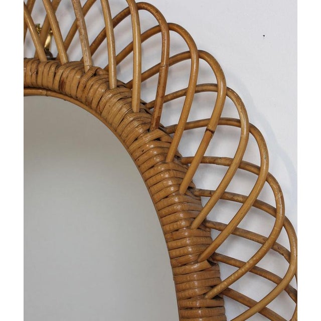 Vintage Italian Rattan Wall Mirror, 1960s For Sale - Image 11 of 14