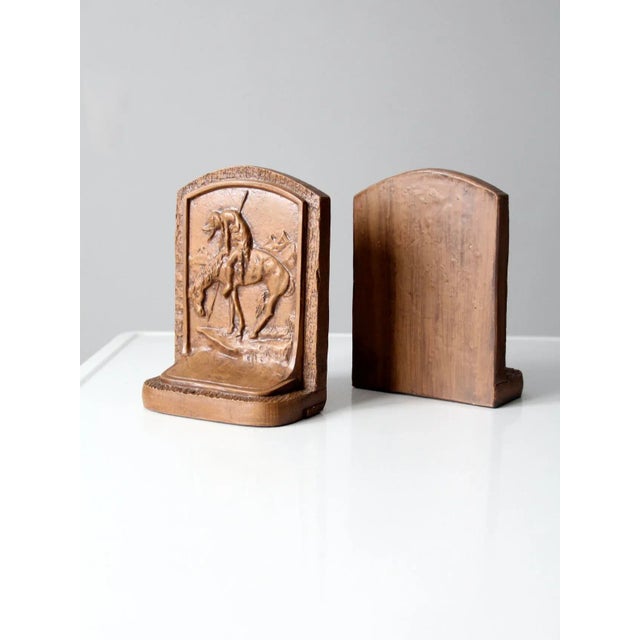 Vintage End of Trail Chalkware Bookends Pair For Sale - Image 10 of 13