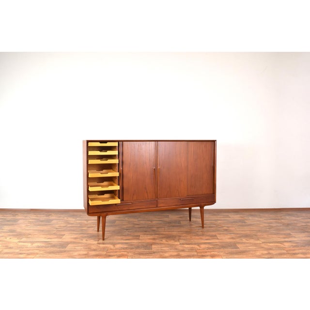 Wood Mid-Century Danish Teak Model 13 Highboard by Gunni Omann for Omann Jun, 1960s For Sale - Image 7 of 18