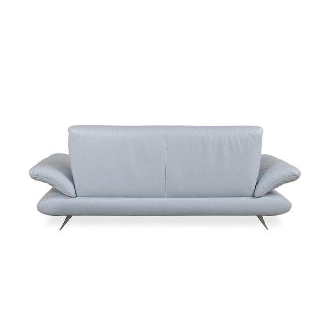 Leather Three-Seater Blue Ice Blue Manual Function Sofa by Koinor Rossini For Sale - Image 14 of 16