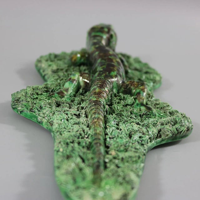 Antique Jose Cunha Palissy Majolica Lizard Wall Plaque For Sale - Image 10 of 13