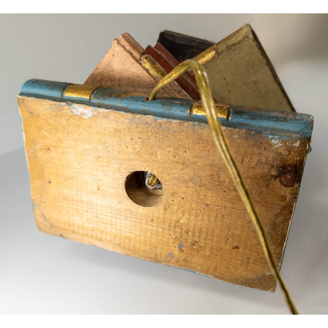 Mid-Century Carved Wood Book Stack Table Lamp For Sale - Image 10 of 10