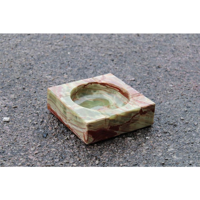 Minimalist Square Green Onyx and Marble Ashtray, 1950s For Sale - Image 9 of 9