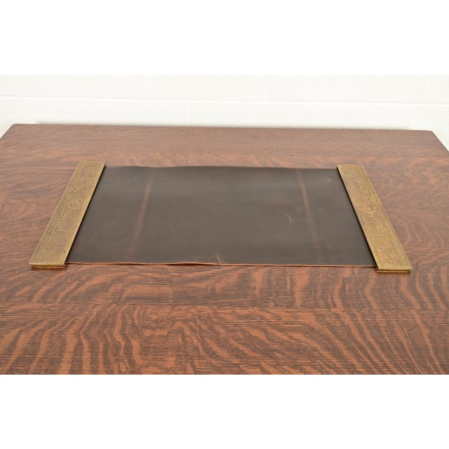 A gorgeous pair of Arts & Crafts or Art Deco period gilt bronze blotter ends featuring Adam style or Neoclassical style...