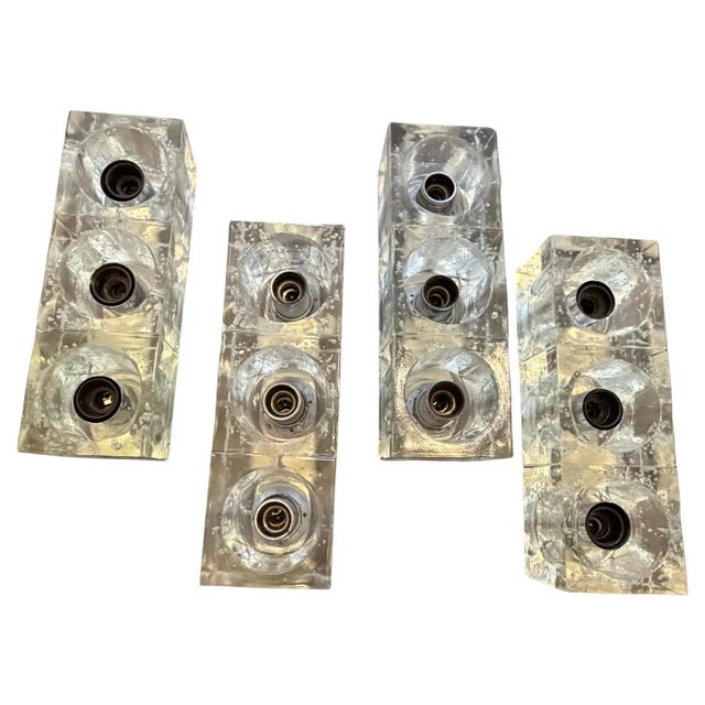 Two 1960s Mid-Century Modern Heavy Murano Glass Italian Wall Sconces by Sciolari For Sale - Image 6 of 18