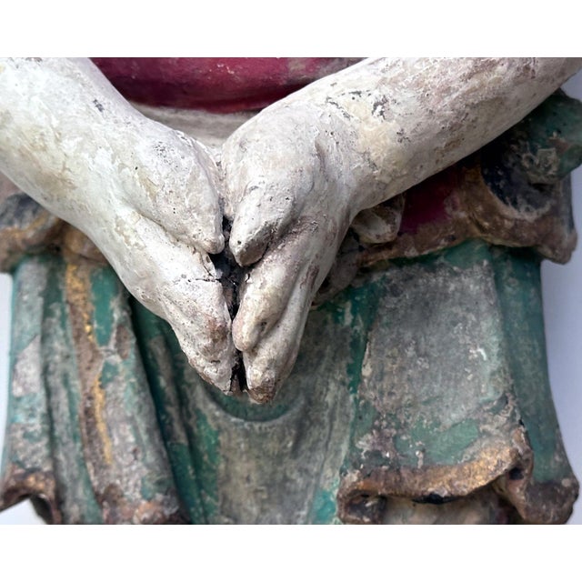 Wood Rare Early Korean Buddhist Boy Attendant Figure Dongja Joseon Dyasty For Sale - Image 7 of 18
