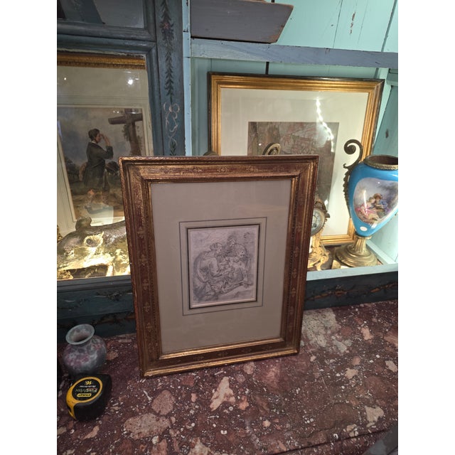 Antique Drawing of Three Figures For Sale In San Antonio - Image 6 of 11