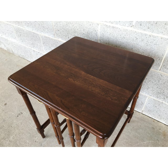 Harden Furniture Solid Cherry Faux Bamboo Nesting Tea Tables Set of 3