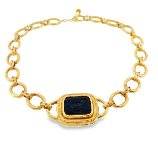 Contemporary Elizabeth Locke 18k Bloodstone Intaglio Toggle Necklace For Sale - Image 3 of 10