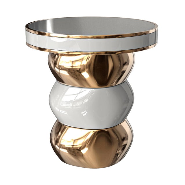 "Gradino" Side Table With Bronze and Stainless Steel, Handmade For Sale - Image 4 of 8