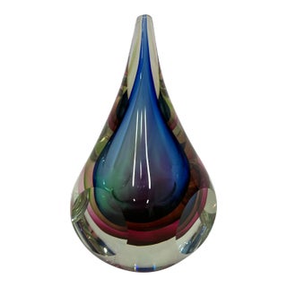 Vintage Teardrop Sommerso Italian Murano Glass For Sale